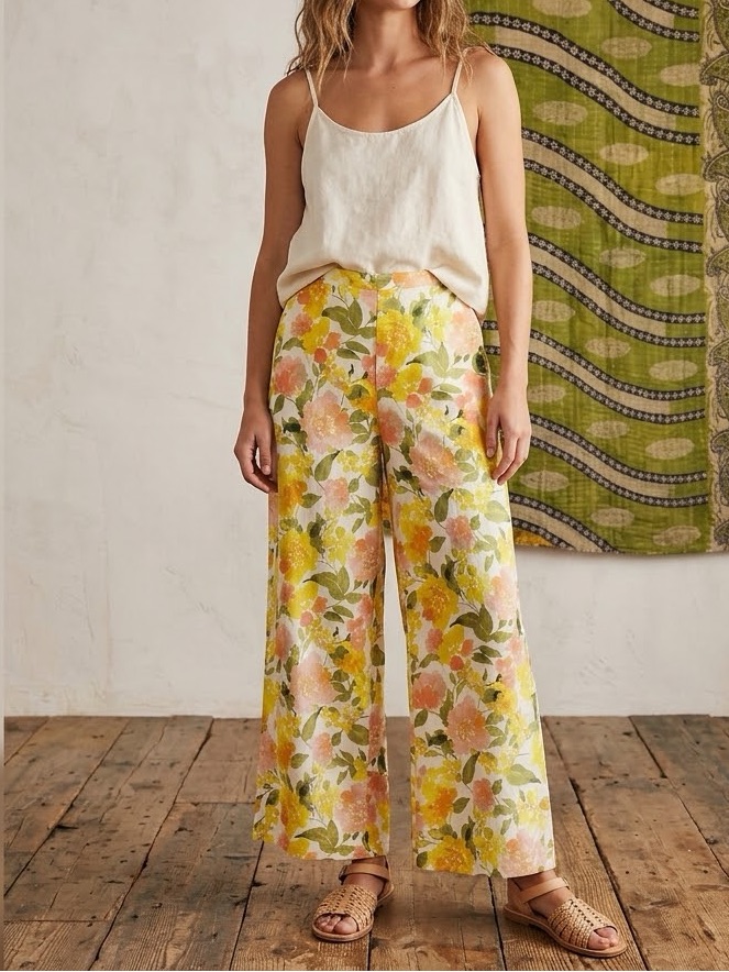 Girl And The Sun X Free People Desert Flower Kaia Wide Leg Pants Small Soft Girl
